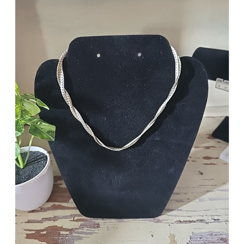 Vtg Avon Gold Silver Tone‎ Twisted Minimalist Costume Fashion Jewelry Necklace